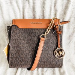 Michael Kors Graham North South Messenger Bag in Brown Acorn NEW with Tags