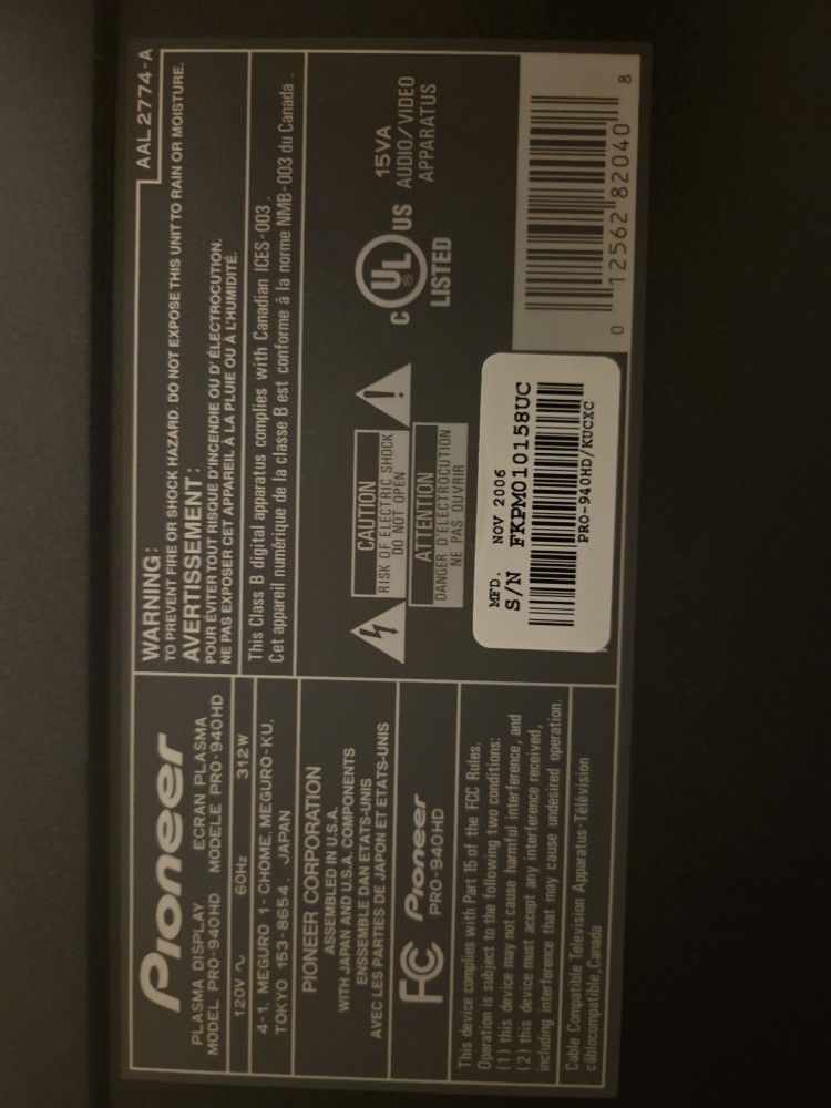 Pioneer Elite PRO-940HD