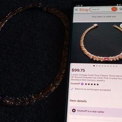 Lovely Vintage Gold Tone Herringbone Choker