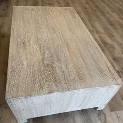 Rustic Light Wood Coffee Table - 4 Large Drawers