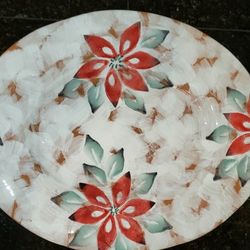 Hand Painted Oval Holiday Serving Platter 