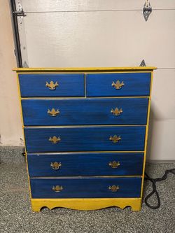 Blue and Gold Furnished Dresser