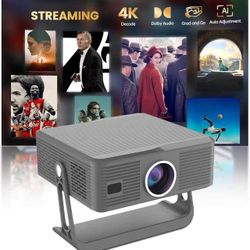 Mini Projector 4K Portable Projector Full HD Outdoor Cinema Projector Supports Wired Screen Mirroring Auto Keystone Correction Compatible with Laptops