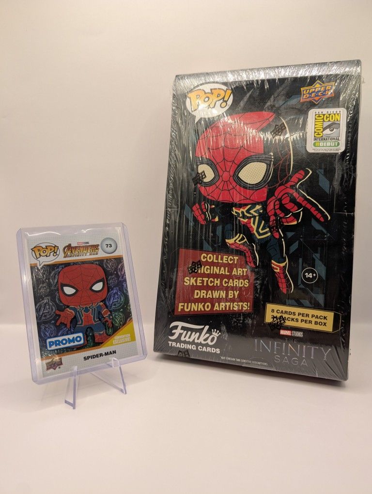 SEALED 2023 SDCC Debut Funko Marvel trading Card Booster Box With Serialized Spider-man Card