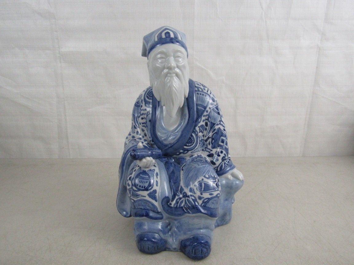 Japanese Kutani Porcelain Jurojin Scholar Vintage Figurine Fitz & Floyd 11"