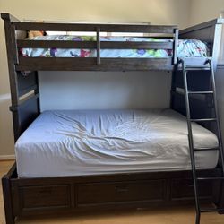 Twin-Over-Full Bunk Bed w/ Storage + Conversion Kit — Living Spaces
