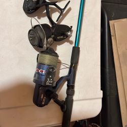 Mitchell fishing Reels and a Collapsible Rod
