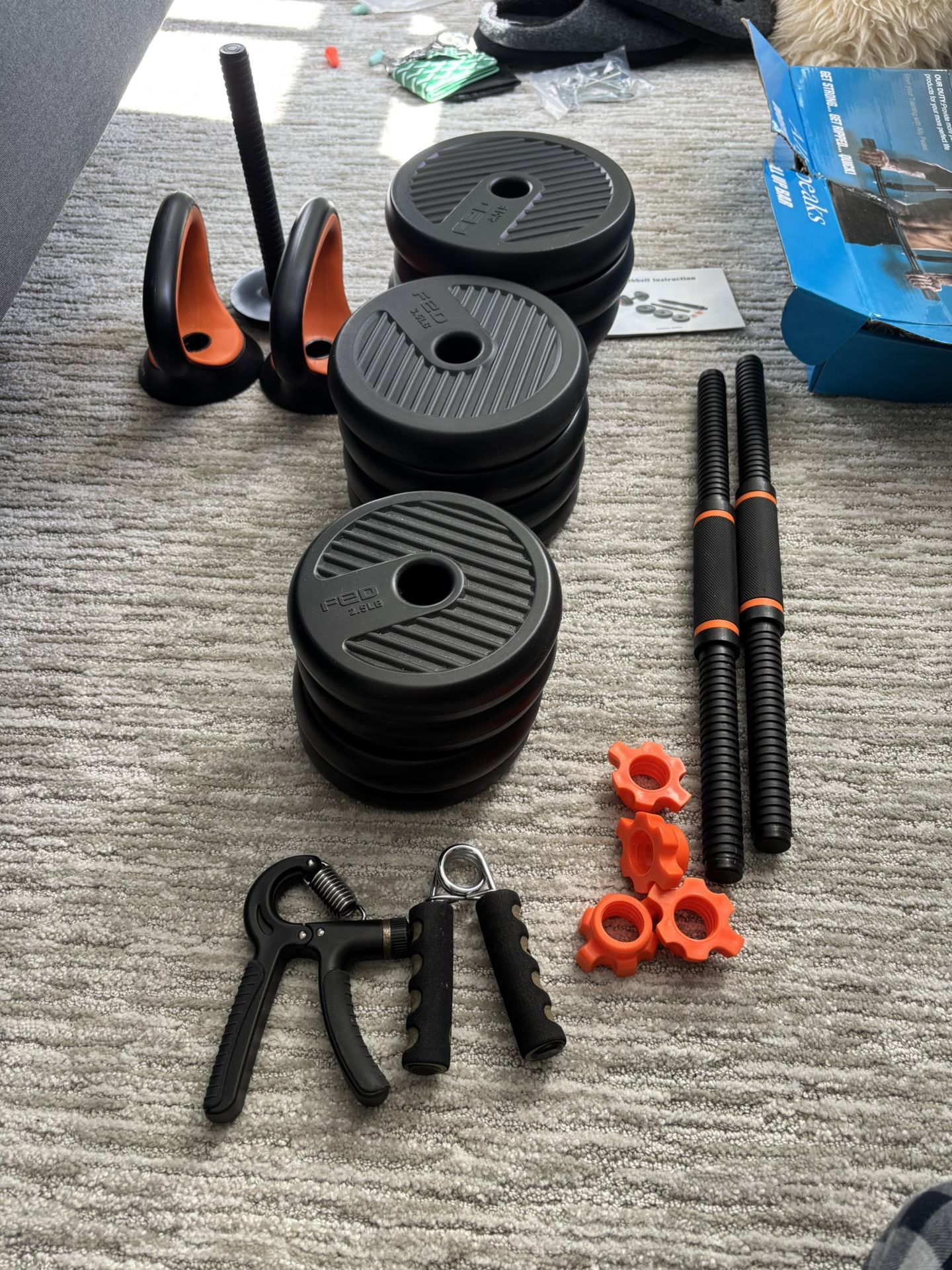 50 LB Adjustable Dumbbell/Barbell Set + Pull-Up Bar + Grip Strengtheners – Home Gym Bundle