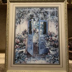 French doors garden painting
