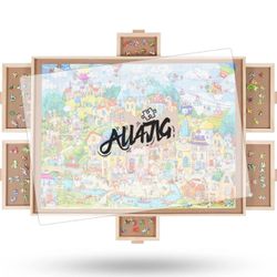 Brand new in the box ALL4JIG 1500 Pieces Rotating Puzzle Board with 6 Drawers and Cover,25"x34"Portable Wooden Jigsaw Puzzle Table for Adults,Lazy Sus