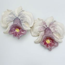 Vintage Orchid Wall Pocket Vases (2)