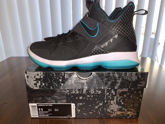 Lebron XIV Black/White/Teal Size 11