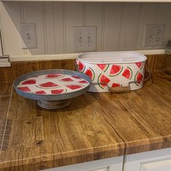 Watermelon Serving Platter And Utensil Holder 