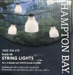 Hampton Bay Outdoor/Indoor 10.6 ft. Plug-In Type G Bulb String Light 8 Glass