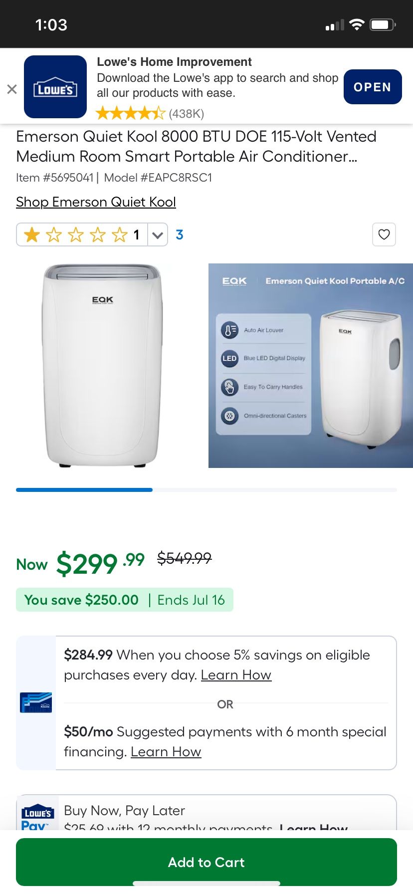 EMERSON QUIET KOOL A/C