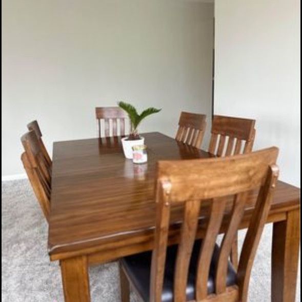 Wood Dining Table With 6 Chairs 