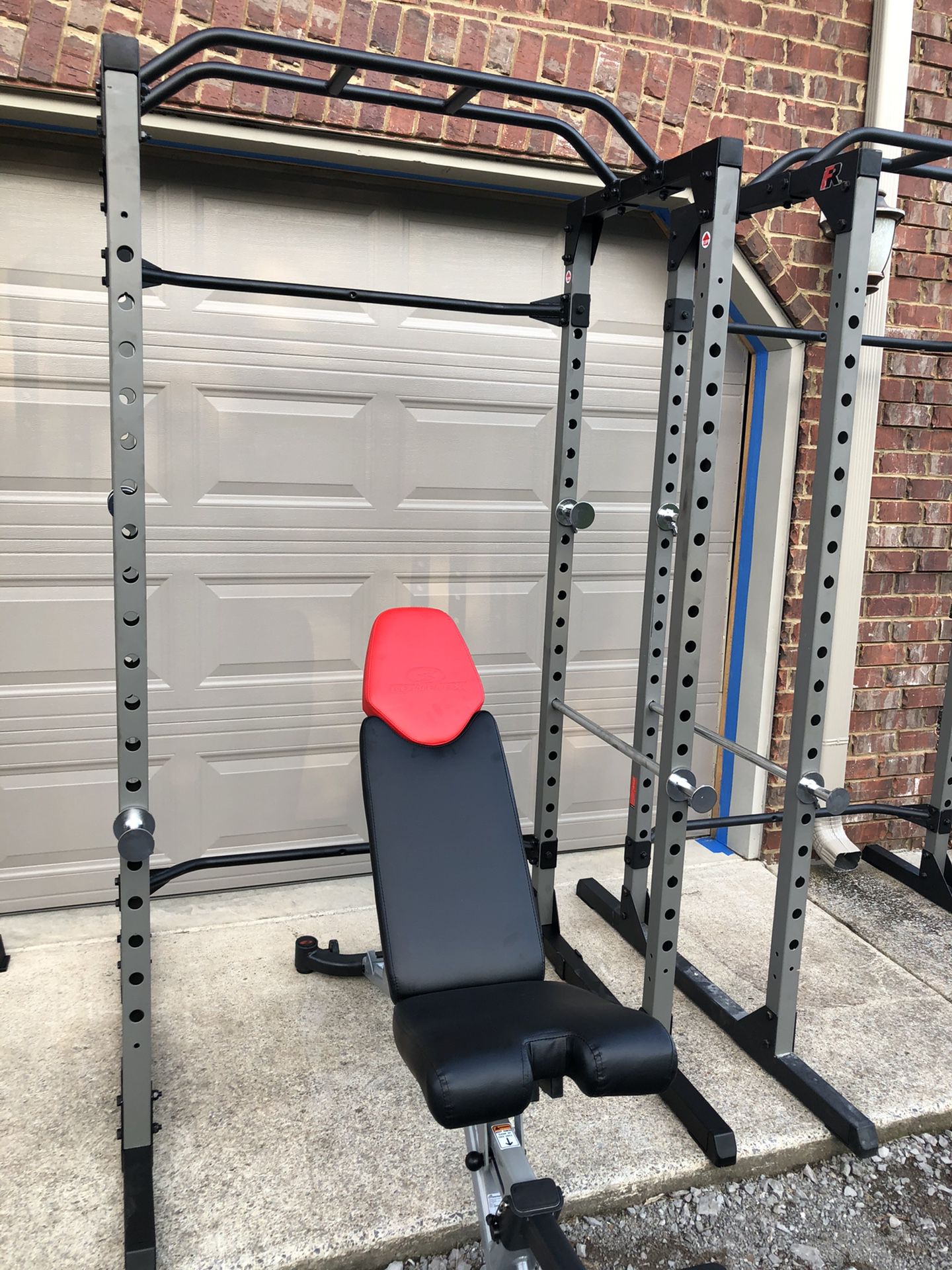 Squat rack with bench