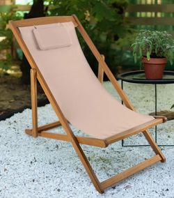 2 Reclining Wood Frame Lounge Chairs