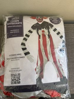 New Youth Creepy Clown Costume Size Medium Ages 8-10 *Read /No Sound*