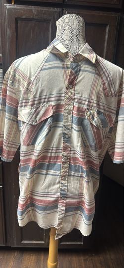 Large Plaid Western Snap Button Short Sleeve Shirt