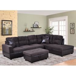 Brand New Espresso Sectional And Ottoman