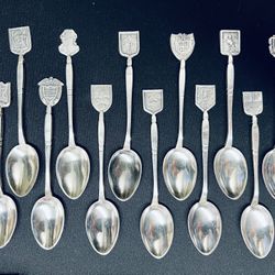 12 Colombia Silver Souvenir Collectors Teaspoons