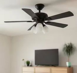 Hampton Bay Riley 44” Matte Black LED Ceiling Fan w/ Light, Remote & Reversible Blades