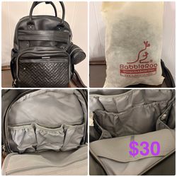 Vegan Black Leather Diaper Bag