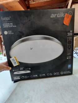 Artika europa 21" flush mount led ceiling light fixture with remote In silver