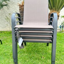 Outdoor Patio Chairs, Stackable Stack Chairs Metal Frame