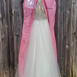 Juvani White With Pearls And Gemstone Dress