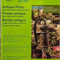 ANTIQUE PUMP DECORATIVE BARREL FOUNTAIN KIT