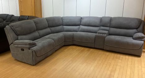 Memorial Day sale. Alejandra gray reclining sectional only $1399. Easy finance option. Same-day delivery.