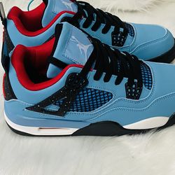 Air Jordan 4 “Travis Scott Cactus Jack” Retro Sneakers – Blue, Black & Red Premium Basketball Shoes (Men’s Size [10,7])