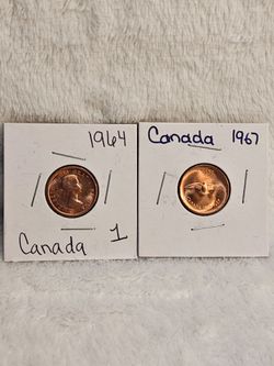 #703 Foreign Coins Lot of 2 Canada