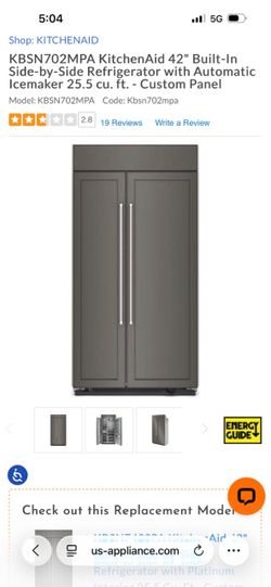 Box built in refrigerator ready panel Kitchenaid  w 42”