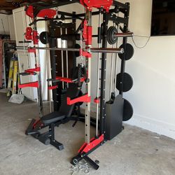 Smith Machine 200 | Adjustable Bench | 245lb Cast Iron Olympic Weights | 7ft Olympic Bar | Fitness | Gym Equipment | FREE DELIVERY/INSTALLATION 🚚 🛠️