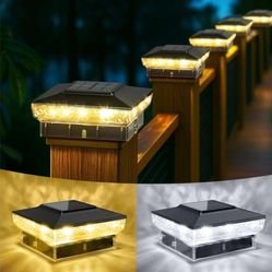 Black Solar Post Cap Lights, 12-Pack Upgraded Outdoor Deck Fence Post Solar Lights