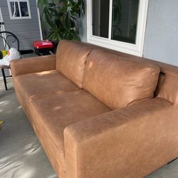 Brown leather sofa