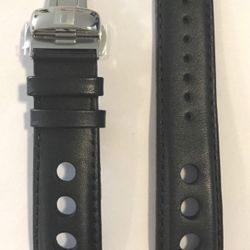 Original Tissot PRS-516 T100417A T100428A 20mm Black Leather Band Strap w/ Clasp