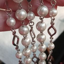 Vintage C 1946 Pearl And Silver Bracelet