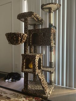 Large Leopard Print Cat Tree Tower
