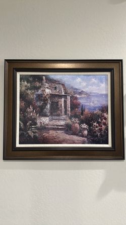 Mediterranean villa seascape framed art print