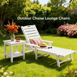 Outdoor Chaise Lounge Chairs, HIPS Chaise Lounger, Oversized Chaise Lounge Chair with 5 Positions, Pool Lounge Chair for Poolside Patio Restaurant,350