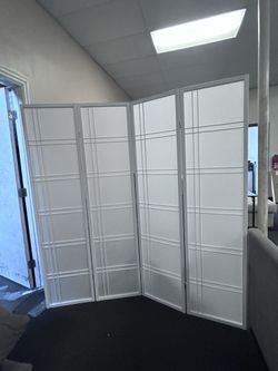 4 Panels Room Divider Folding Privacy Screen White