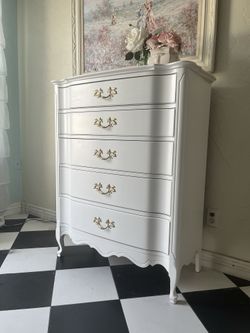 White French provincial tall boy dresser