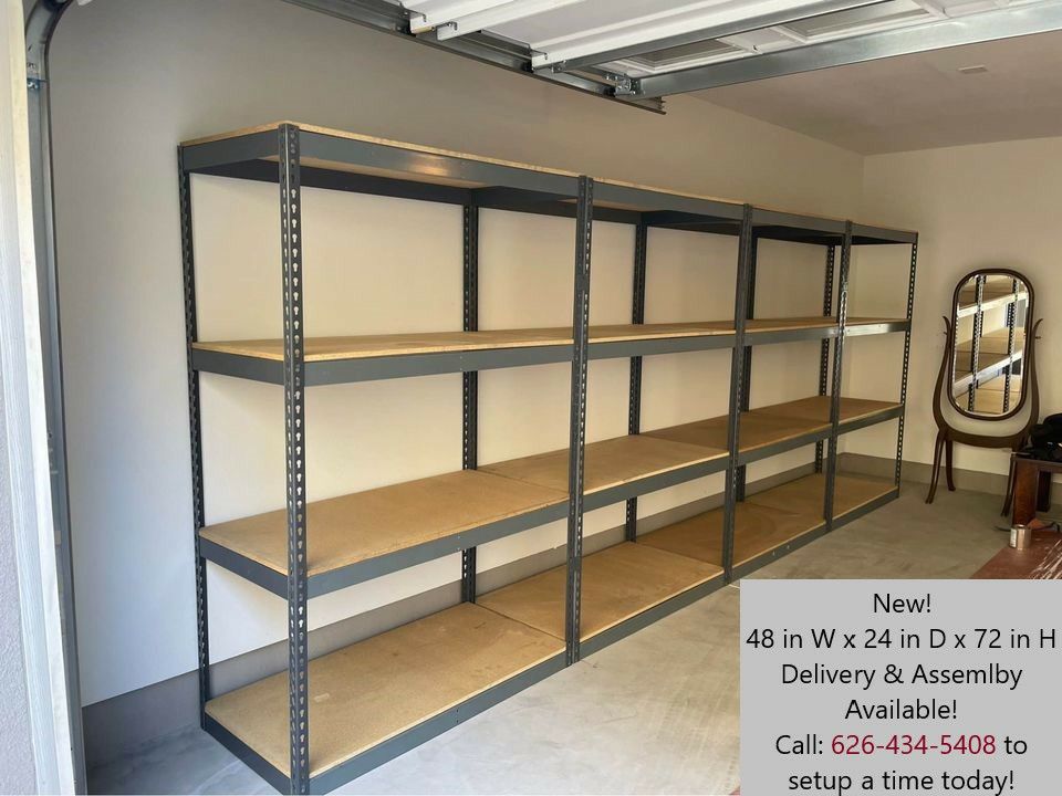 Garage Shelving 48 in W x 24 in D Boltless Metal Shed Storage Racks New Stronger Than Homedepot Costco Lowes Delivery & Assembly Available 