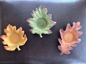 Retired PartyLite Whispering Leaves Tealight Trio Candle Holders