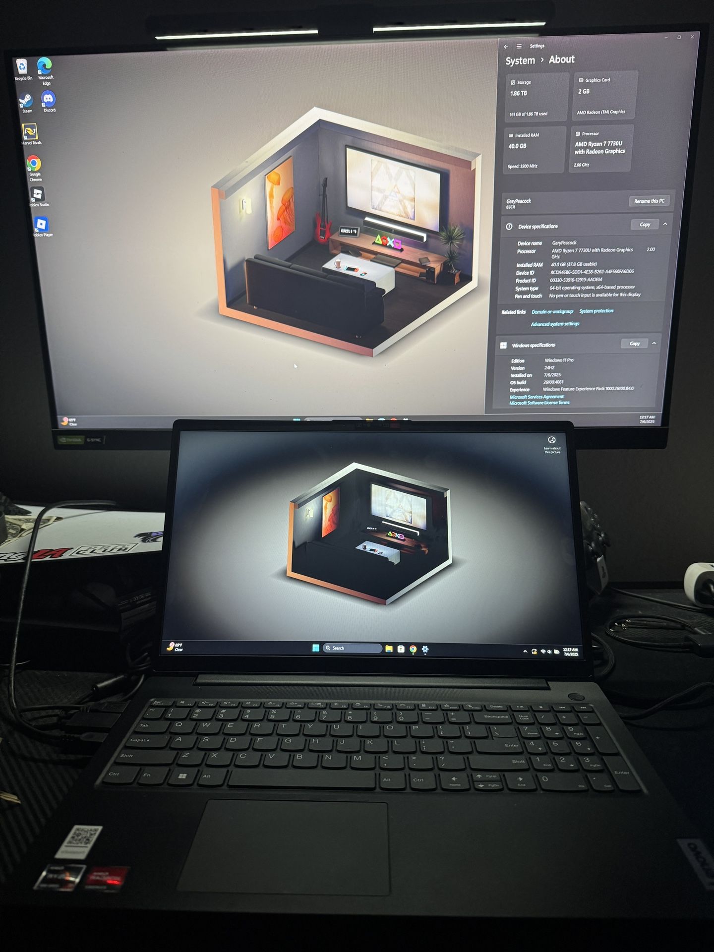 🔥 Lenovo Ryzen 7 Laptop – 40GB RAM / 2TB SSD – Great Condition!