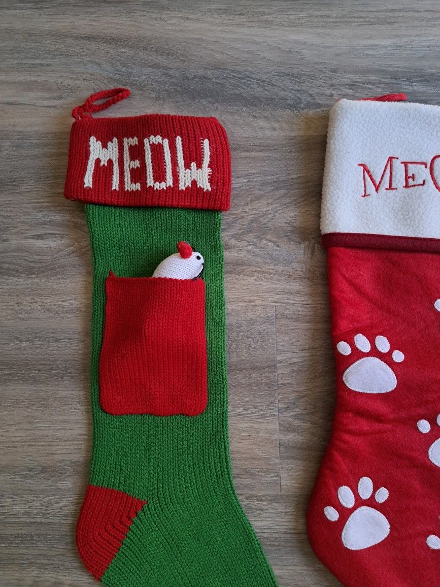 Christmas Stockings - Cat  - Set Of 2